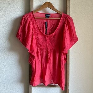 MONALISA Coral Peasant Boho Style Top NWT Sz: L